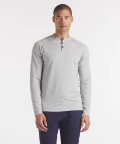 Go-To Long Sleeve Henley | Men's Heather Silver Spoon