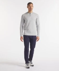 Go-To Long Sleeve Henley | Men's Heather Silver Spoon -Gentlemans Wardrobe Store public rec henleys go to long sleeve henley men s heather silver spoon 32092529721378