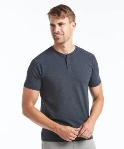Go-To Short Sleeve Henley | Men's Heather Navy