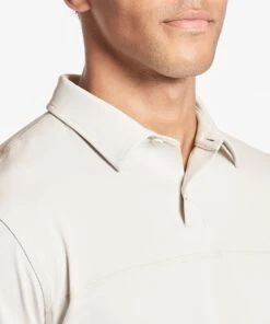 Elevate Long Sleeve Polo | Men's Heather Oat -Gentlemans Wardrobe Store public rec polos elevate long sleeve polo men s heather oat 28260467867682