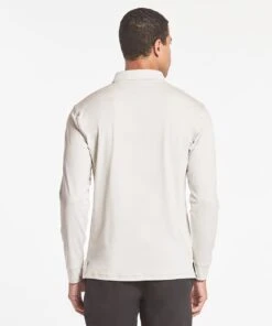 Elevate Long Sleeve Polo | Men's Heather Oat -Gentlemans Wardrobe Store public rec polos elevate long sleeve polo men s heather oat 28260467965986