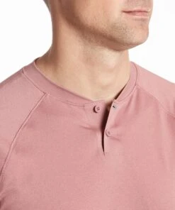 Elevate Mock Neck Polo | Men's Heather Rose -Gentlemans Wardrobe Store public rec polos elevate mock neck polo men s heather rose 29553152294946