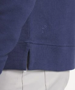 Waffle-Knit Hoodie | Men's Deep Navy -Gentlemans Wardrobe Store public rec sweatshirts waffle knit hoodie men s deep navy 34026949836834