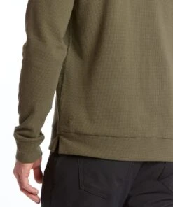 Waffle-Knit Hoodie | Men's Olive -Gentlemans Wardrobe Store public rec sweatshirts waffle knit hoodie men s olive 30799842639906