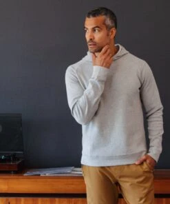 Waffle-Knit Hoodie | Men's Washed Black -Gentlemans Wardrobe Store public rec sweatshirts waffle knit hoodie men s washed black 30194159779874