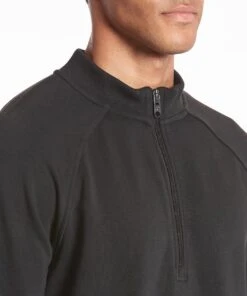 Weekend Half Zip | Men's Black -Gentlemans Wardrobe Store public rec sweatshirts weekend half zip men s black 28328834334754