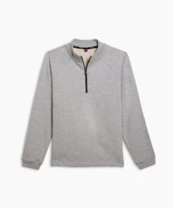 Weekend Half Zip | Men's Heather Silver Spoon -Gentlemans Wardrobe Store public rec sweatshirts weekend half zip men s heather silver spoon 16437830221858