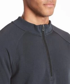 Weekend Half Zip | Men's Stone Navy -Gentlemans Wardrobe Store public rec sweatshirts weekend half zip men s stone navy 28328854421538